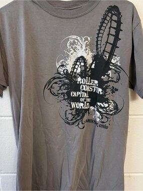 Vintage Gray Graphic Roller Coaster T-Shirt